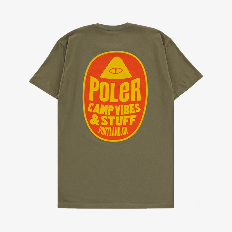 【现货】市井店 Poler 美版潮牌滑板街头水果贴纸军绿宽松圆领T恤
