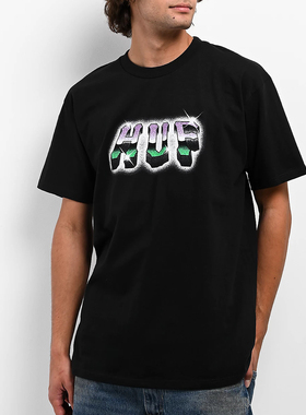 【代购】市井店 HUF 美版潮牌嘻哈街舞滑板Chrome Grit印花T恤