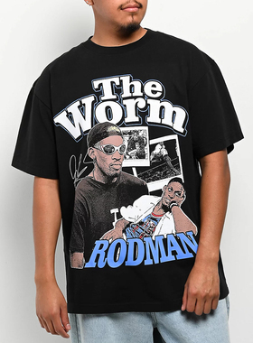 【代购】市井店 Rodman 美版潮牌嘻哈街舞滑板Worms Hour印花T恤