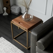 实木不锈钢腿沙发边几客厅茶几卧室床头柜北欧现代简约胡桃木角几