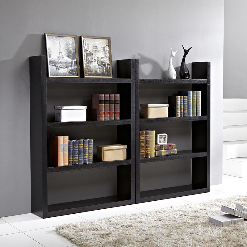 北欧简约书柜黑色实木落地书架
