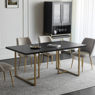 北欧轻奢后现代实木餐桌现代简约家用长方形饭桌工业风复古办公桌