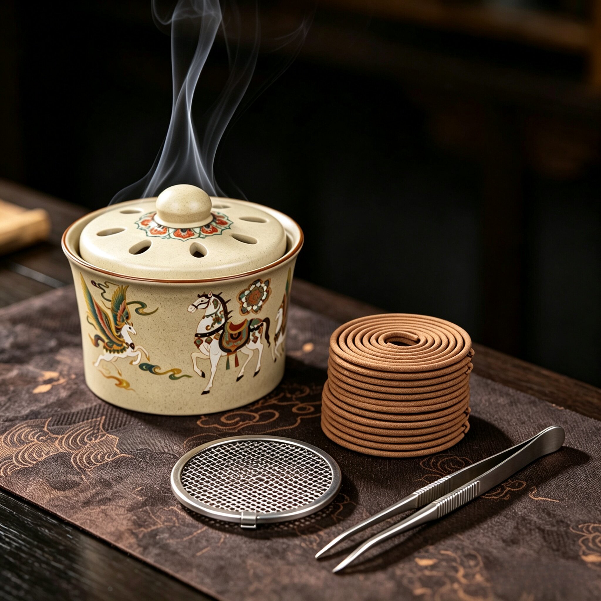 新中式复古陶瓷香炉茶道用品居家茶艺高档茶器带盖香薰炉