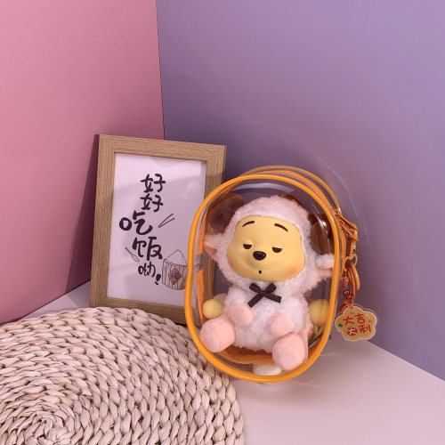 娃包MINISO迪士尼小熊维尼系列顽皮派对松鼠17cm外出包透明收纳盒