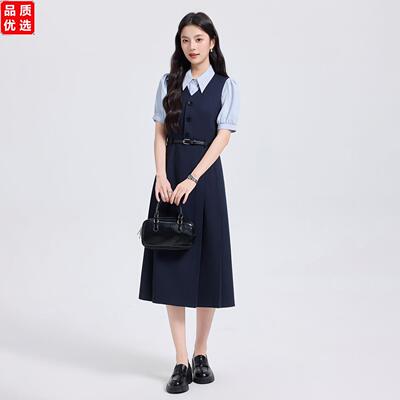 藏青色背心裙女夏季大学