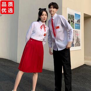男女生合唱服红裙子套装中学生班服舞台演出服初三高三毕业照服装
