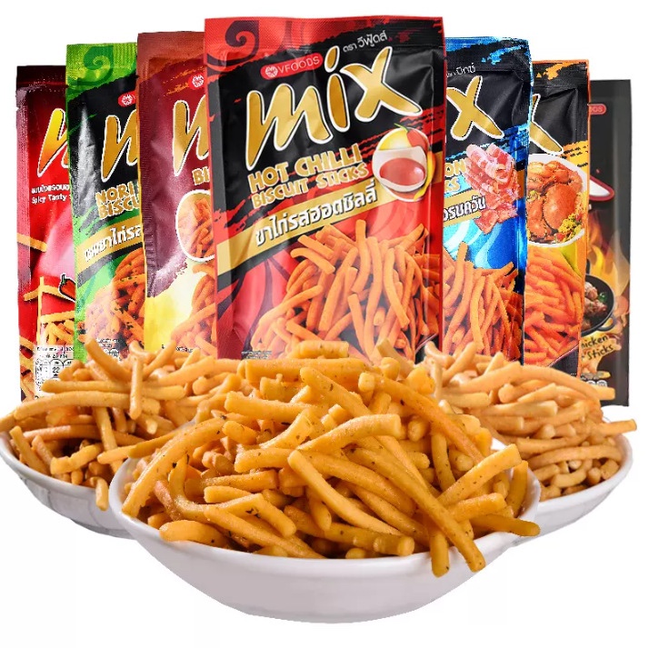 vfoods mix泰国进口脆脆条75g咪咪虾条网红膨化薯条小零食美味