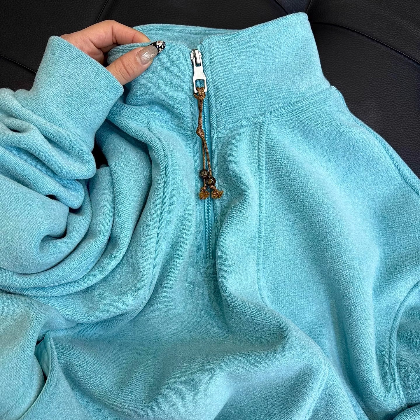 半拉链立领卫衣女秋冬加绒宽松