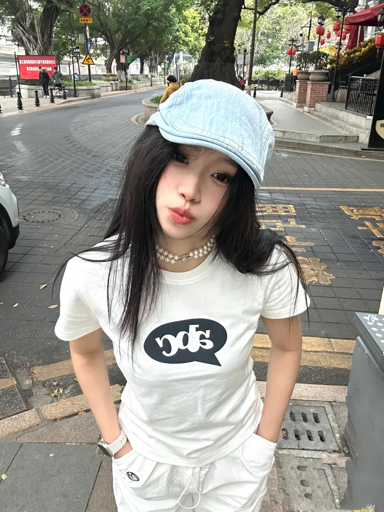 KFCAG夏季对话款logo印花abc修身显瘦甜辣甜酷上衣纯棉美式短袖