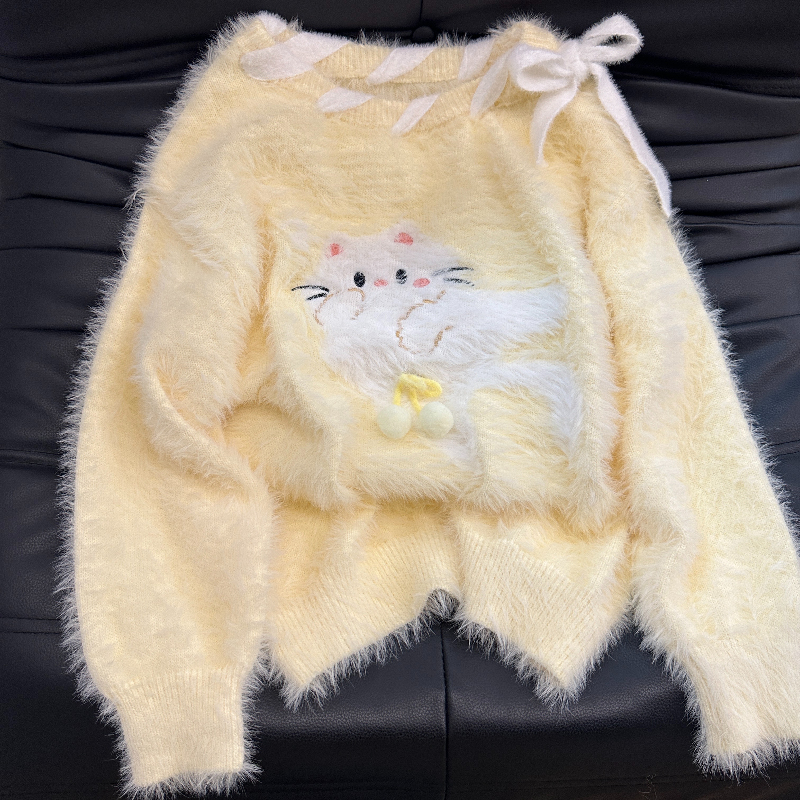 水貂绒毛衣女秋冬新款可爱猫咪