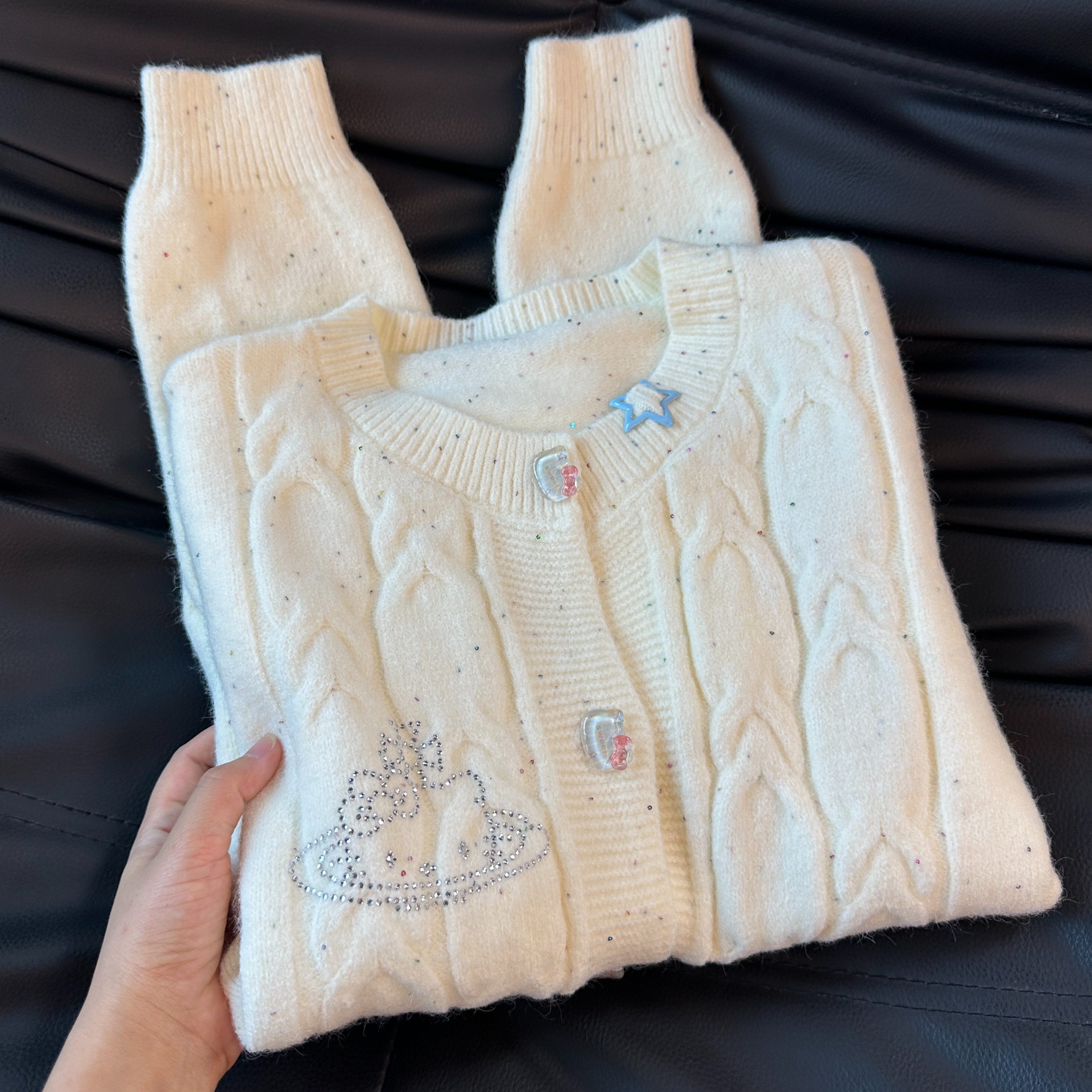 秋冬新款可爱百搭软糯针织开衫毛衣外套女彩点宽松甜美学院风上衣,女装/女士精品,毛衣,淘宝优惠券,粉丝福利购,淘宝优惠卷