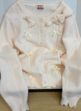 甜妹小香风蝴蝶结毛衣开衫女秋季温柔舒适软糯针织外套慵懒松弛感