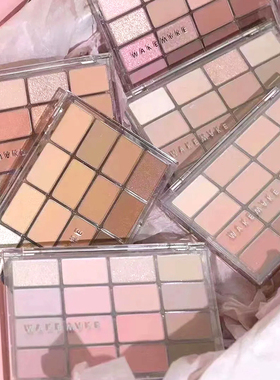 韩国WAKEMAKE唯可魅眼影盘多用16色修容珠光哑光提亮大地色日常妆