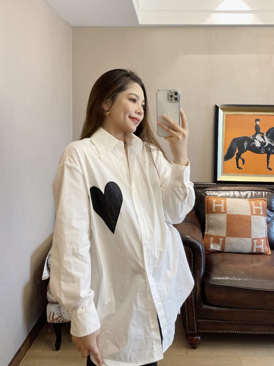 PEIPEI PEIPEI 출산 착용 맞춤형 한국어 사랑 셔츠 쉬폰 탑 드레스 여성을위한 봄 신년 의류