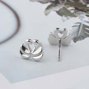 S925纯银天鹅光面小耳钉养耳朵送女友闺蜜女气质简约小耳饰时尚