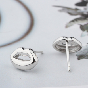 S925纯银嘴唇光面小耳钉送女友闺蜜可爱精致养耳朵独特小众设计