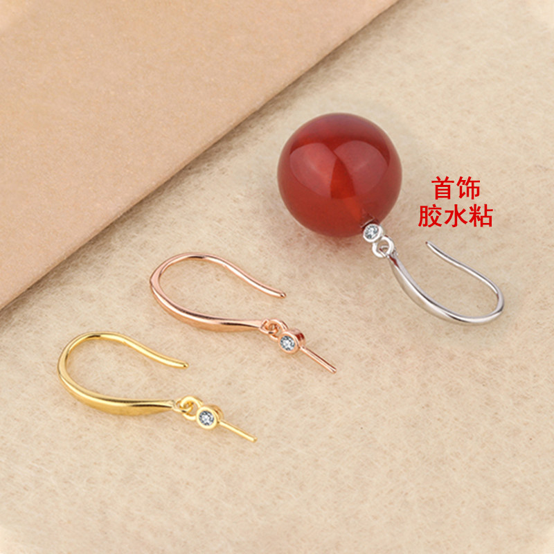 S925纯银耳勾加钻针耳环
