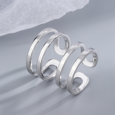 S925纯银镂空银饰戒指男女情侣