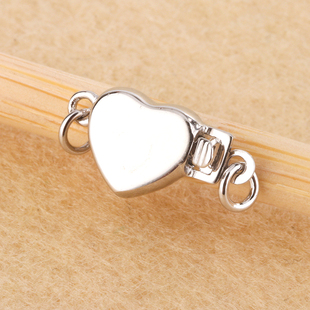S925纯银手链扣DIY串珠项链连接扣头心形插削扣配件收尾扣配件