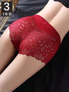 维多利亚红色本命年内裤女士纯棉2023新款爆款欧美风大码性感蕾丝