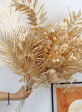 义乌市筑花记工艺品金色花红色冬青果仿真花束新年福桶花装饰摆件