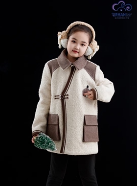 SUUNAI.WRH蒙古儿童外套澳毛民族风大衣冬季男女宝手工加厚白色