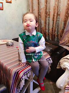 SUUNAI.WRH蒙古童装马甲儿童背心护肚保暖民族风马夹坎肩中性绸缎