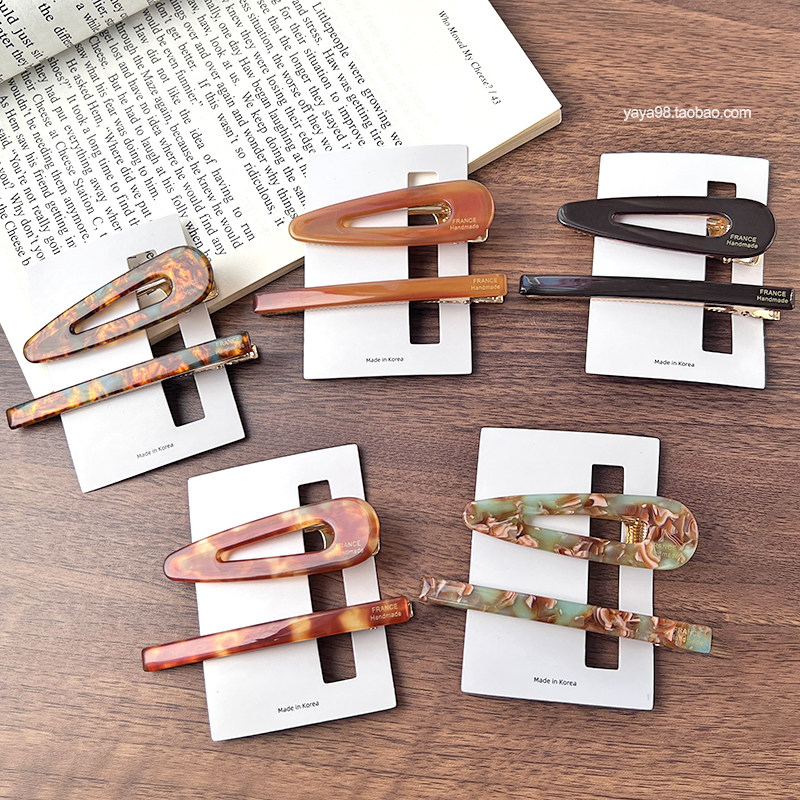 韩国France金标三角长一字鸭嘴夹法式茶青色刘海侧边两件套碎发夹,饰品/流行首饰/时尚饰品新,发饰,淘宝优惠券,粉丝福利购,淘宝优惠卷