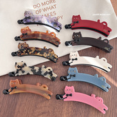 韩国France金标可爱猫咪香蕉夹法式 气质高马尾竖夹扭扭夹发夹发饰