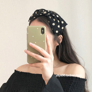 韩国头饰发箍复古百搭波点黑色大蝴蝶结头箍高级感发卡舒适高颅顶