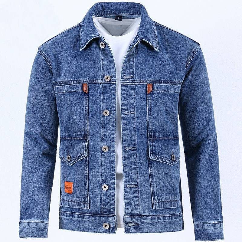 干活穿秋冬新款工地电焊工防烫耐磨工作服男长袖牛仔夹克外套上衣