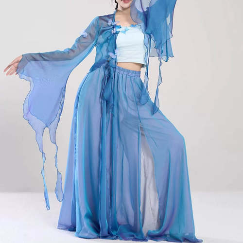 新款炫彩古典舞服双层裤裙