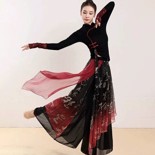 古典舞修身 立领旗袍上衣舞蹈服剧目演出服飘逸纱衣中国舞套装