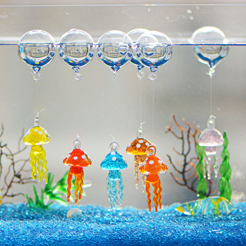 玻璃夜光水母浮球泡泡鱼缸悬浮