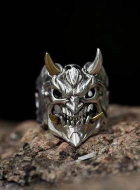 般诺骷髅头戒指复古设计小众猎奇小众男士潮流指环开口扳指配饰品