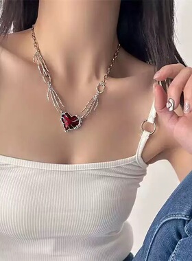 潮流爱心骷髅手掌锁骨链女亚文化辣妹潮流小众高级感哥特风项链