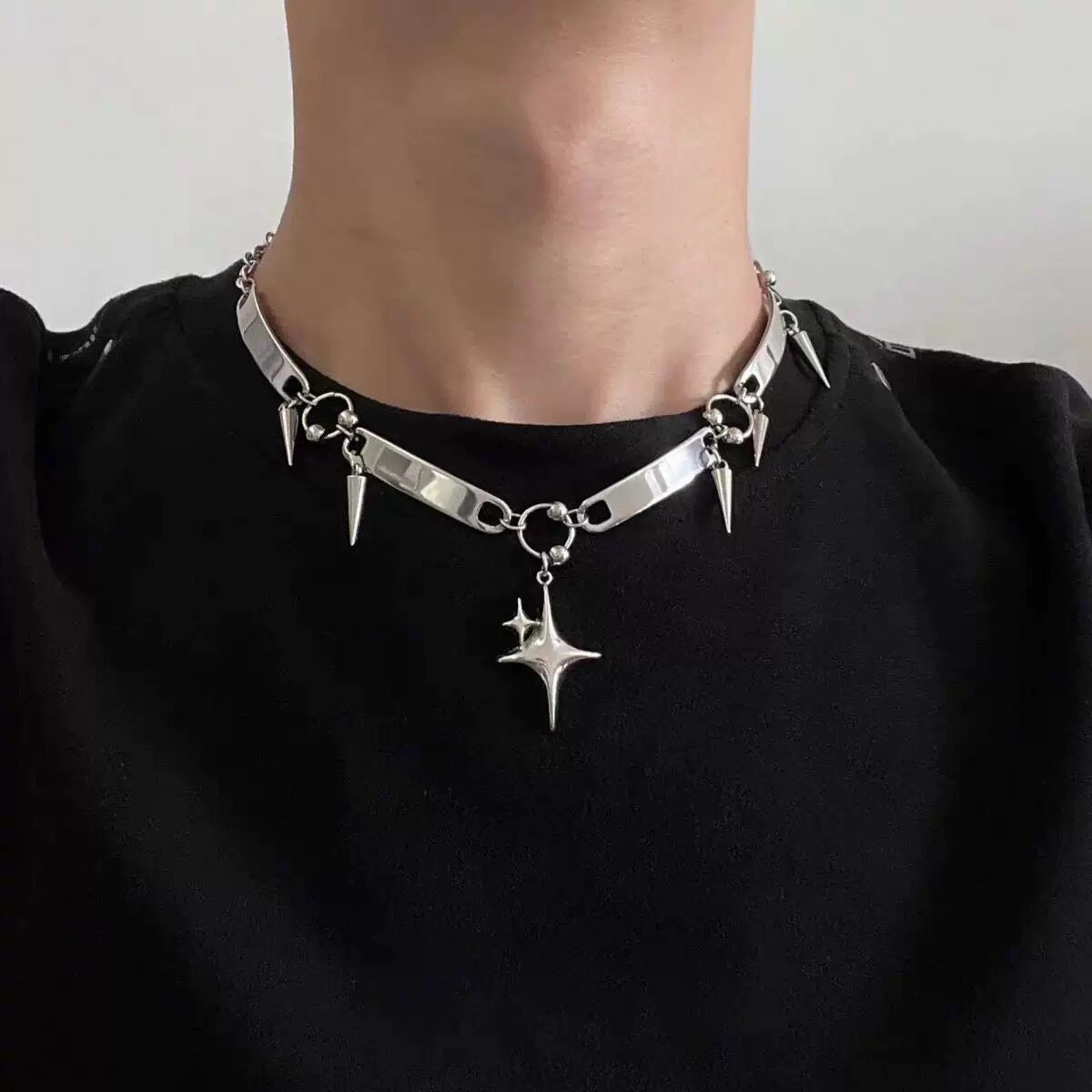 复古星星锁骨链男女中性朋克风小众高级感辣妹潮流个性项圈项链