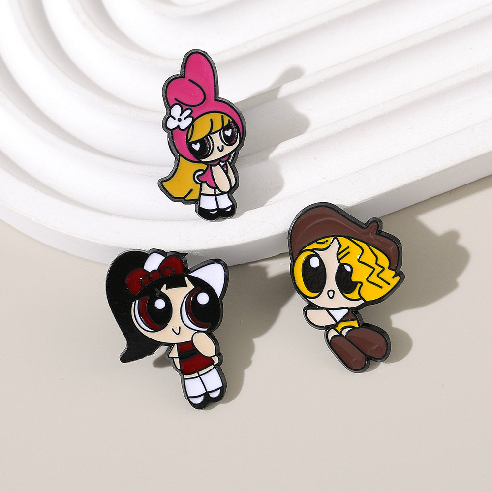 飞天小女警周边胸针可爱卡通花花泡泡毛毛书包别针徽章学生礼物