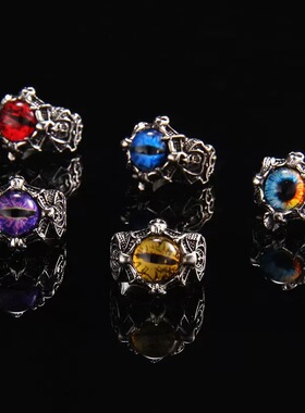 复古恶魔之眼开口戒指男朋克风暗黑系独特潮流小众嘻哈指环配饰