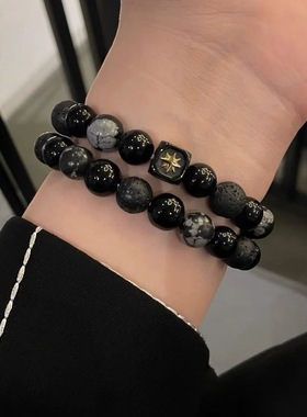 复古高级感黑色手串男女中性气质冷淡风情侣小众个性手链配饰潮流