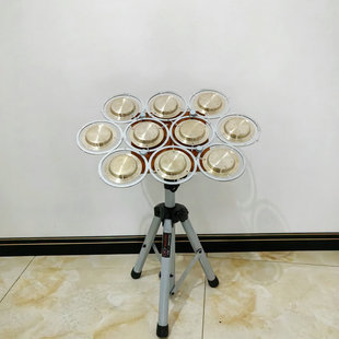 专业十音云锣带架可调节折叠演出落地架响铜云锣架子乐器配件带锤