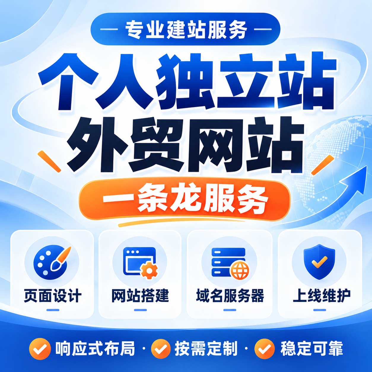 个人独立站搭建 外贸网站建设 企业官网制作 域名服务器一条龙