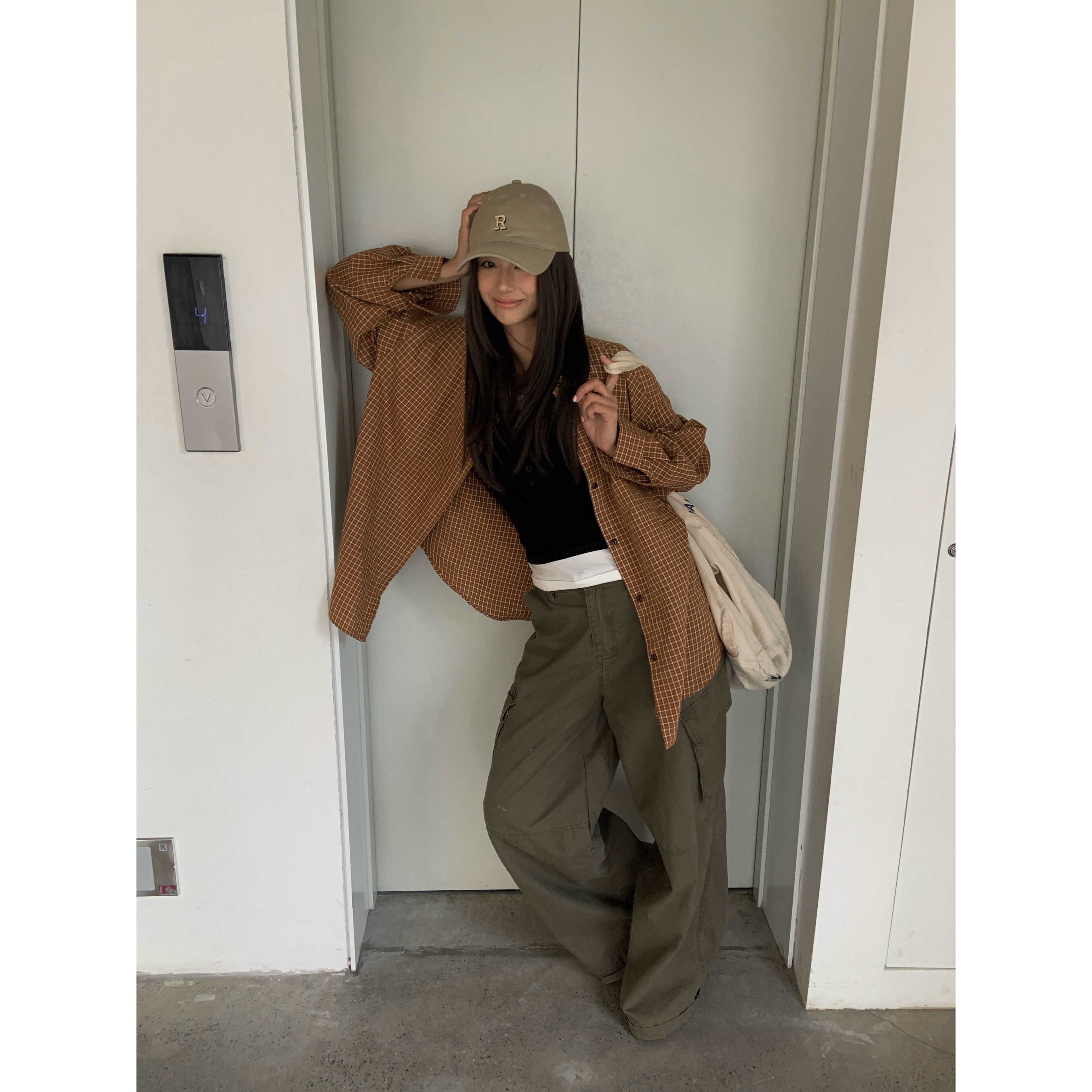 不咸cheese 橘子汽水初春韩版宽松休闲百搭格子衬衫外套女