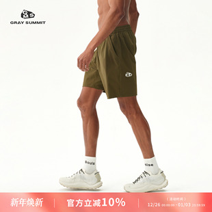 男夏 暗格纹四面弹GSM刺绣松紧腰运动短裤 GRAY SUMMIT防水轻机能