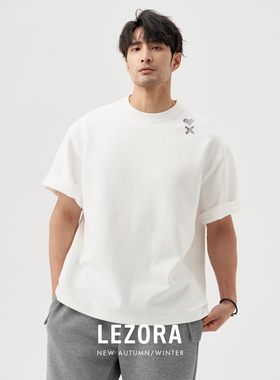 LEZORA  手绘爱心！310g重磅新疆长绒棉廓形短袖T恤男女