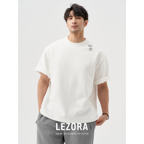 LEZORA  手绘爱心！310g重磅新疆长绒棉廓形短袖T恤男女 - 封面