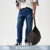 LEZORA法工蓝Moleskin360g鼹鼠皮手工做旧成衣水洗复古伐木工裤 男