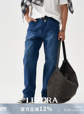 LEZORA法工蓝Moleskin360g鼹鼠皮手工做旧成衣水洗复古伐木工裤男