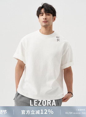 LEZORA  手绘爱心！310g重磅新疆长绒棉廓形短袖T恤男女