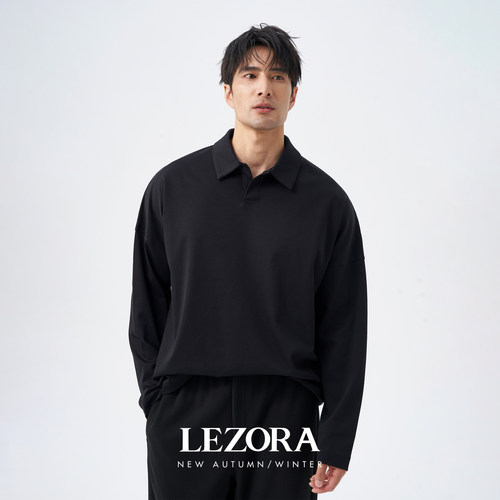 LEZORA液氨匹马棉宽松长袖polo衫